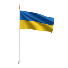 Vector realistic Ukraine Flag. 3D waving flag textile. Template for products, banners, leaflets, certificates and postcards. illustration