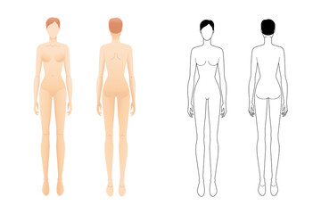 Fashion template of standing women. 