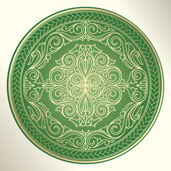 Golden ornate decorative floral emblem