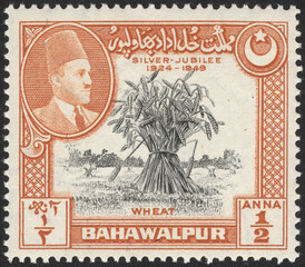 Postage stamps of the Bahawalpur. Stamp printed in the Bahawalpur. Stamp printed by Bahawalpur.