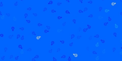 Light BLUE vector texture with women's rights symbols.