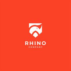 rhinoceros logo emblem with an orange background