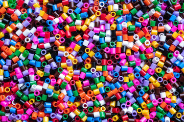 A colour beads made of plastic close-up. 