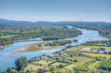 Confluence of Drin and Buna rivers in Albania