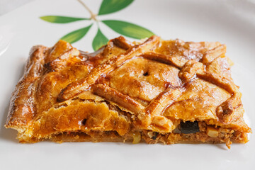 Galician pie stuffed with meat and tuna