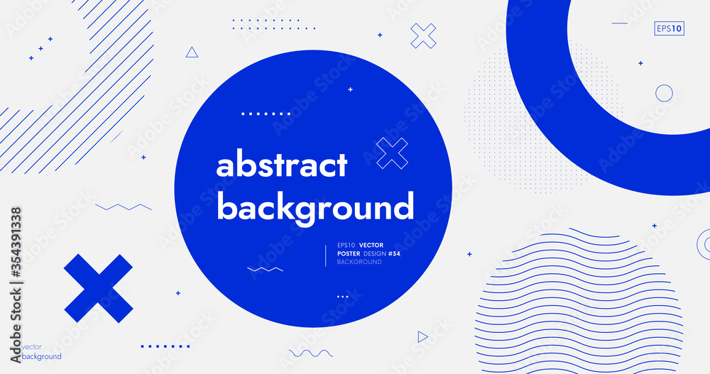 Poster trendy geometric shapes background. simple illustration with memphis pattern. abstract backdrop.