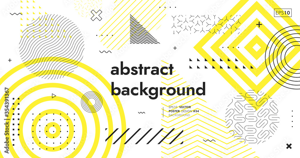 Poster Trendy minimal background. Geometric shapes pattern. Abstract backdrop. Hipster style modern illustration.
