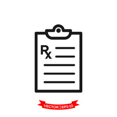 prescription medicine in trendy flat design, RX vector icon