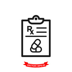 prescription medicine in trendy flat design, RX vector icon