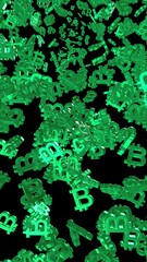 Digital currency symbol Bitcoin on a dark background. Fall of bitcoin. crypto currency graph on virtual screen. Business, Finance and technology concept. 3D illustration