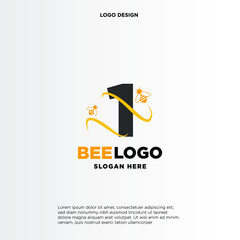 letter 1 logo and honey bee