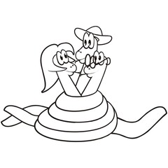 three snakes, coloring page, vector icon