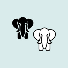 Vector of elephant logo design, in cartoon style, 
Simple and minimal elephant logo illustration. Modern vector line icon.