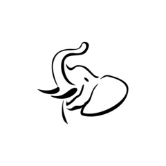 Vector of elephant logo design, in cartoon style, 
Simple and minimal elephant logo illustration. Modern vector line icon.
