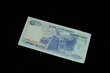 Indonesian rupiah bank notes totaling one thousand ancient rupiah