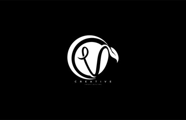 Letter V Monogram Rounded Shape Black Color Background Logotype
