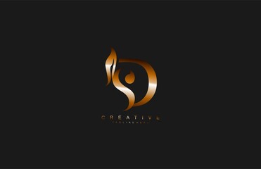 Minimal Clean Letter DS Golden Monogram Logotype Design Trend