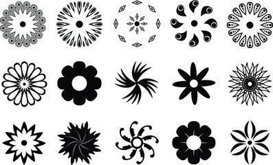 Simple flowers illustrated on white background