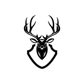 Deer head with shield. Logo icon vector.