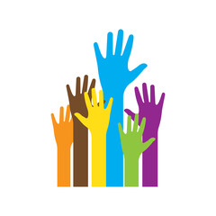 Obraz premium Colorful hands icon. Logo vector illustration.