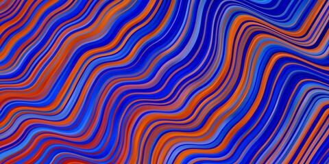 Light Blue, Red vector pattern with curved lines. Illustration in halftone style with gradient curves. Pattern for websites, landing pages.