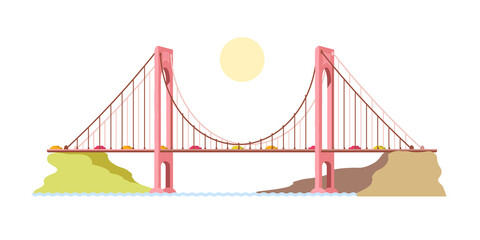 River bridge. Transport. Coast. Vector illustration.