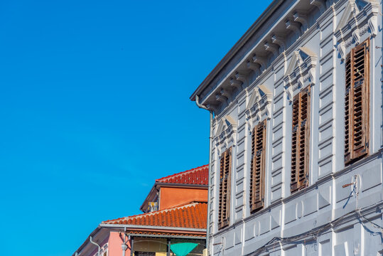 Colorful houses aalongside rruga kole idromeno in Shkoder, Albania