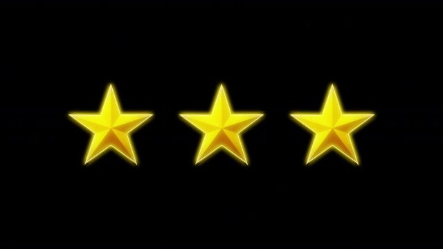 A complete rating sequence, giving one, two, three, four or five stars (vote, going from gray to golden). Isolated on black.
