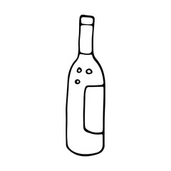 Isolated hand drawn vector illustration of bottle of wine or beer in doodle style. Traditional german beer holiday in october. Element of October Fest .