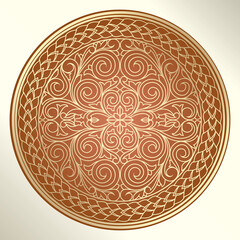 Golden ornate decorative floral emblem