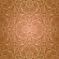 Golden ornate decorative seamless pattern