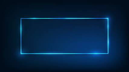 Neon rectangular frame with shining effects  © dniprodd