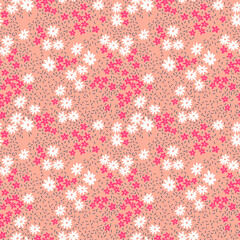 Elegant floral pattern in small white and red flowers. Liberty style. Floral seamless background for fashion prints. Ditsy print. Seamless vector texture. Spring bouquet.