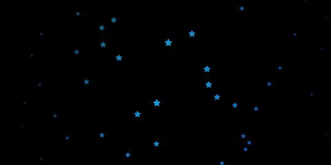 Dark BLUE vector background with small and big stars. Colorful illustration with abstract gradient stars. Theme for cell phones.
