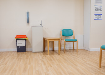 A waiting room in hospital during lockdown or quarantine  