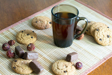 Still life on bamboo napkin 