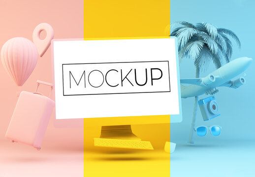 Monochromatic Composition with Travel  Elements and a Computer Mockup