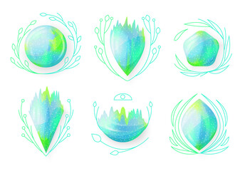 Magical green crystals realistic