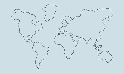 Hand drawn World map. Isolated world map. Vector illustration.