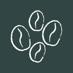 four coffee beans, chalk icon