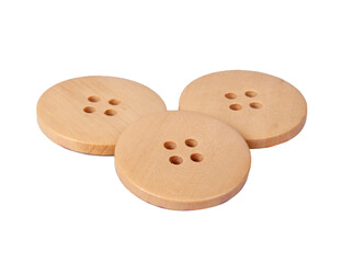 Obraz premium Fabric wooden button for cloth isolated on the white