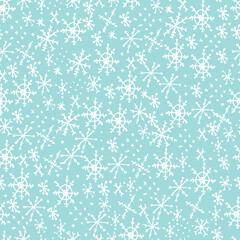 Abstract festive background, pattern with snowflakes. manual graphics of New Year's packing. Snowflakes of different shapes. Design for packaging, wallpaper, textiles, designer paper. Isolated 