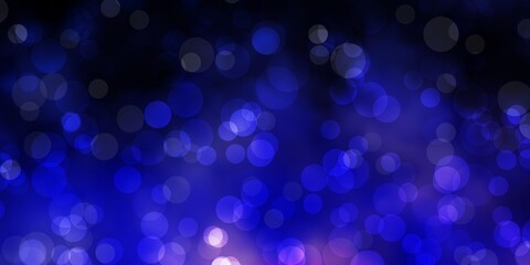 Dark Purple vector texture with disks. Glitter abstract illustration with colorful drops. Pattern for wallpapers, curtains.