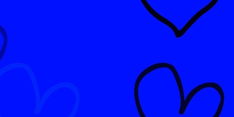 Light Pink, Blue vector background with hearts.