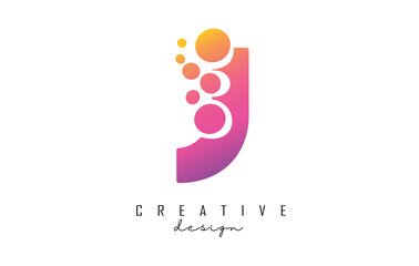 Fototapeta premium J Letter Logo with blue dots design. Letter J logotype with bubbles bunch.