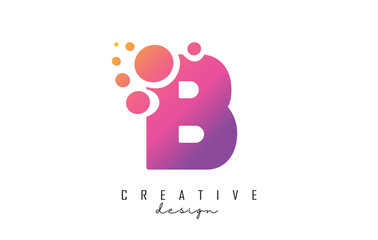 B Letter Logo with blue dots design. Letter B logotype with bubbles bunch.