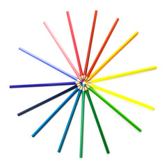 Fototapeta premium Crayons. Colorful pencils isolated on white background. Back to school concept.
