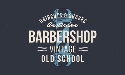 Barbershop, barber. Logo with barber pole silhouette. Logo Barber shop for hipster haircut's salon. Vintage typography for barber shop. Vector Illustration