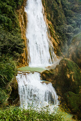 Two level natural waterfall Chiflon in Chiapas state of Mexico