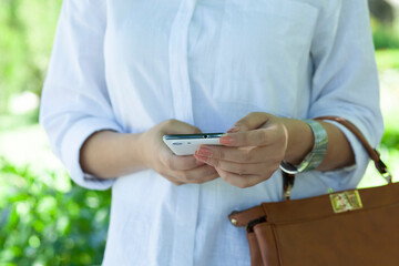 woman hand smart phone